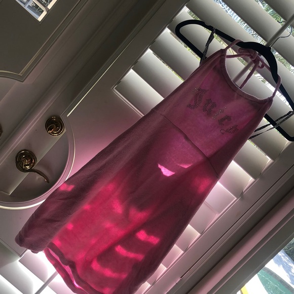 Juicy Couture Pink Terry Halter Dress or Cover zip-sz M - Picture 2 of 7